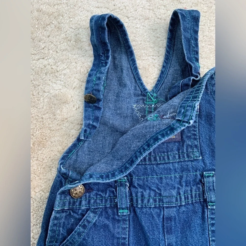 Vintage OshKosh Size 18 Months Denim Teddy Bear Corps Overalls